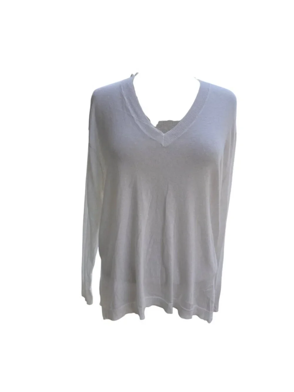 Michael Kors Womens V-Neck Knit Sweater White Medium Cotton Blend Pre-Owned